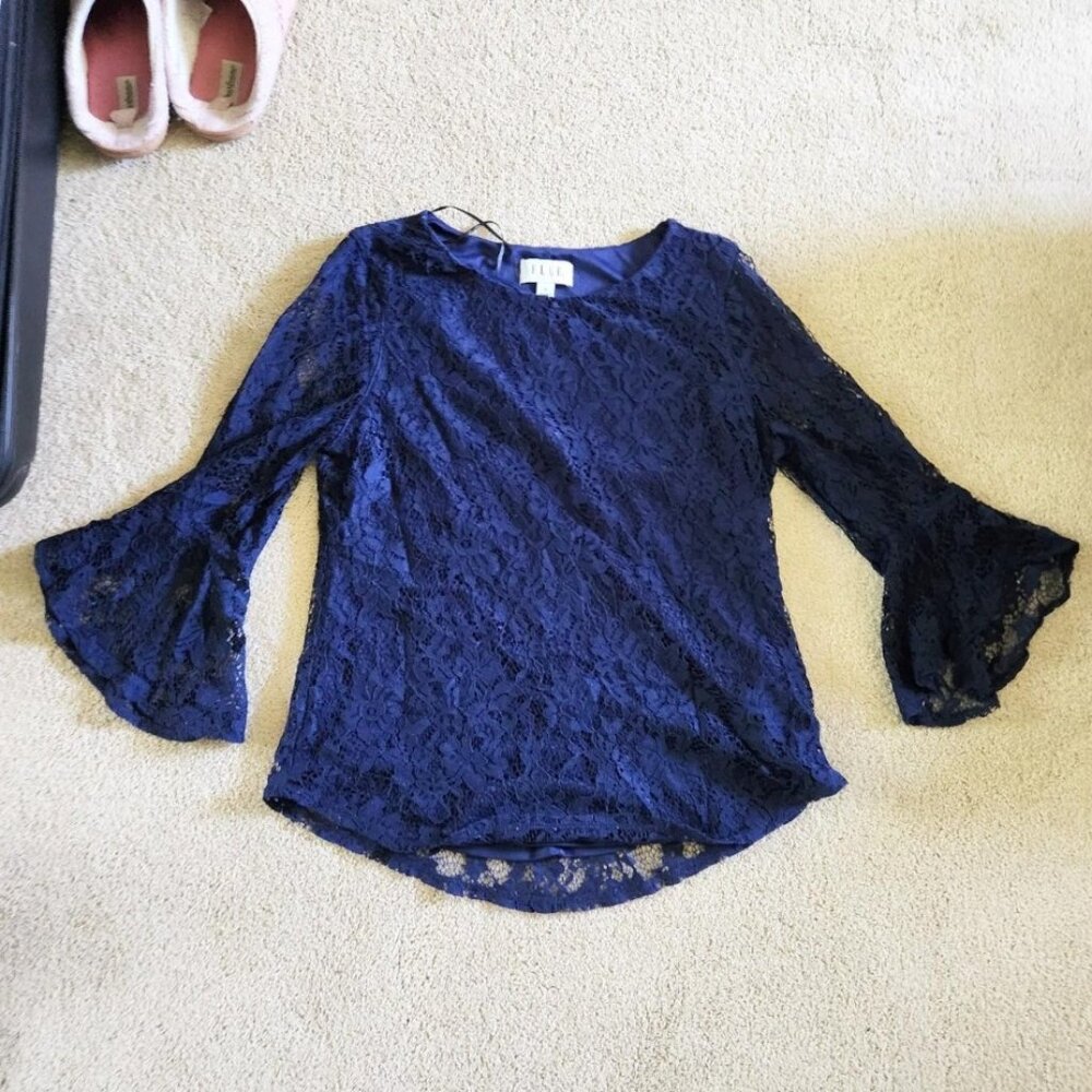 Navy blue lace blouse